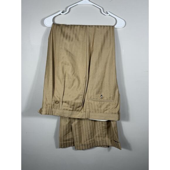Valentino Ferrel Superior 150’s Beige Pinstripe Suit Jacket 48L / Pants 43L - Picture 11 of 12